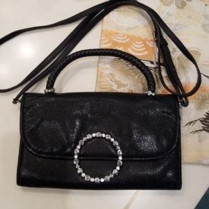 Brighton shoulder wallet black w/ crystals